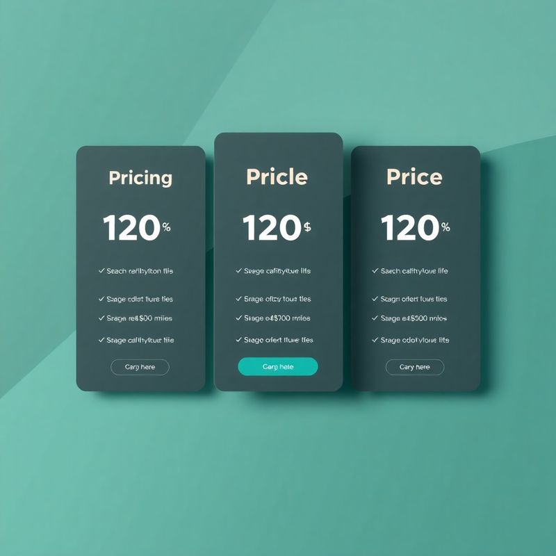 Three-column pricing card mockup on a teal gradient background